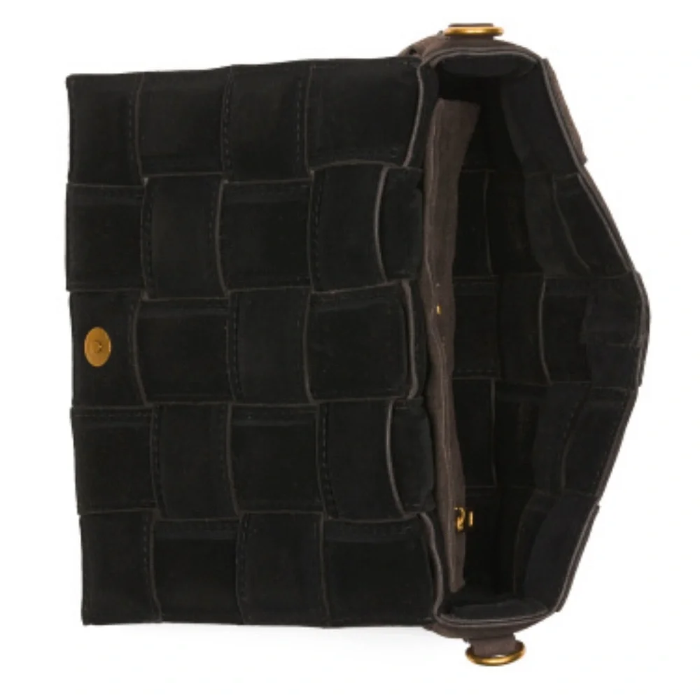 NWT VIOLA CASTELLANI TikTok viral chocolate brown Suede Cassette Crossbody - Picture 7 of 7